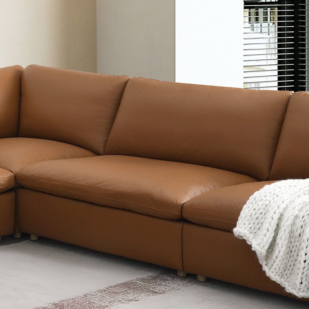 Brighton Modular  - Armless Chair Brown Top Grain Leather. Picture 1