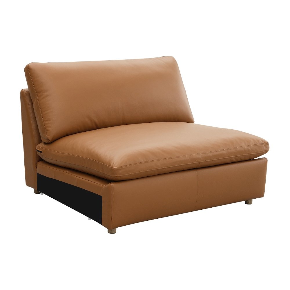 Brighton Modular  - Armless Chair Brown Top Grain Leather. Picture 2