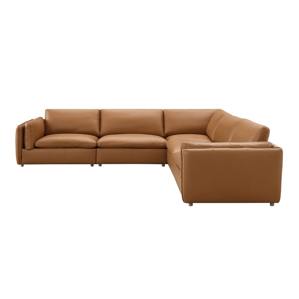 Brighton Modular  - Armless Chair Brown Top Grain Leather. Picture 5
