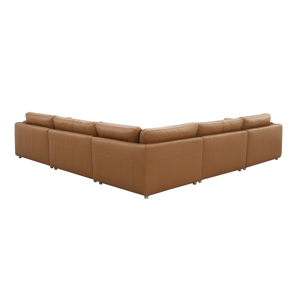 Brighton Modular  - Armless Chair Brown Top Grain Leather. Picture 6