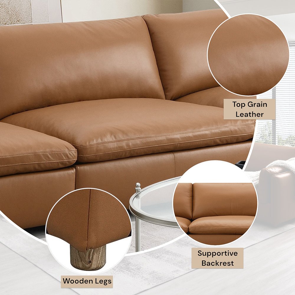 Brighton Modular  - Armless Chair Brown Top Grain Leather. Picture 9