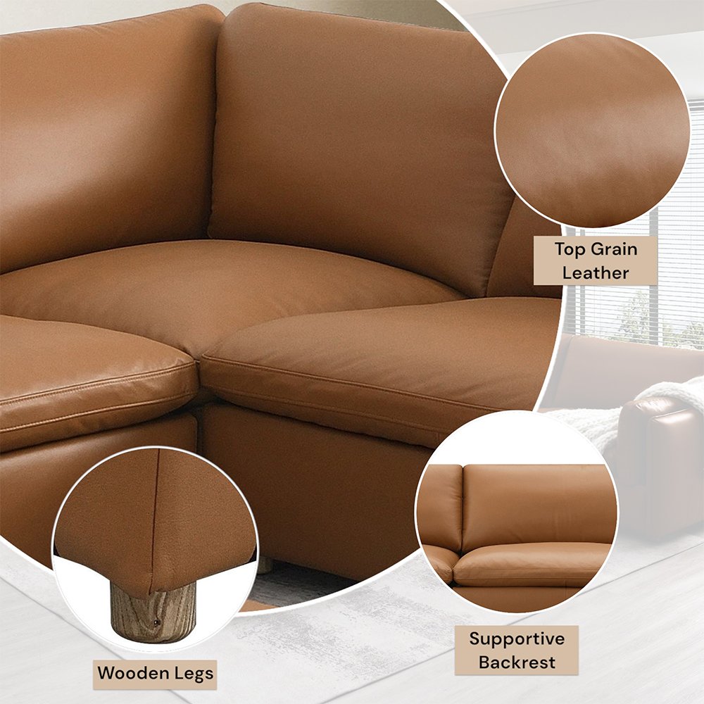 Brighton Modular  - Wedge Brown Top Grain Leather. Picture 8