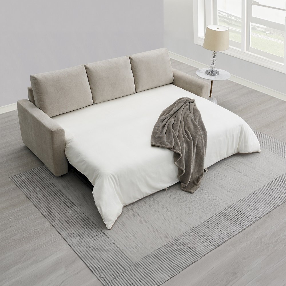 Leira Sofa w/Sleeper Beige Linen. Picture 6