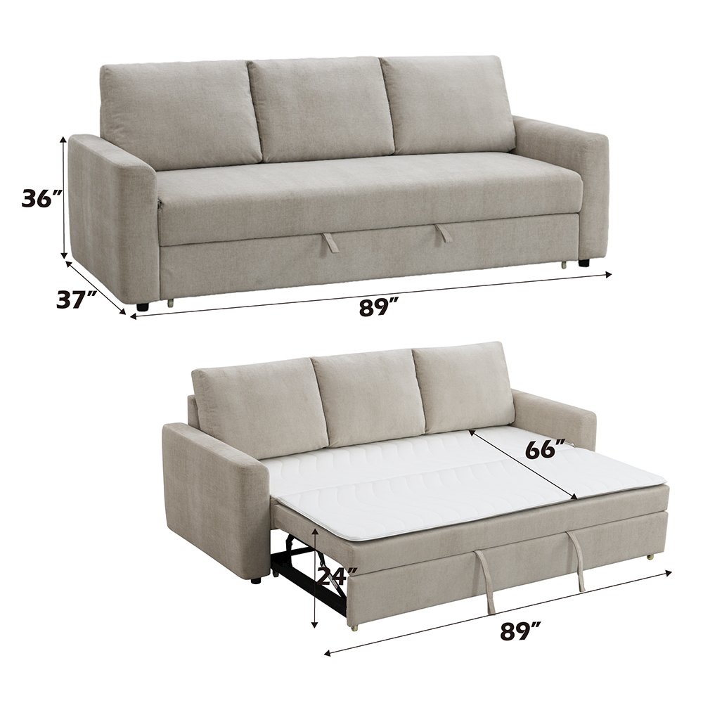 Leira Sofa w/Sleeper Beige Linen. Picture 7