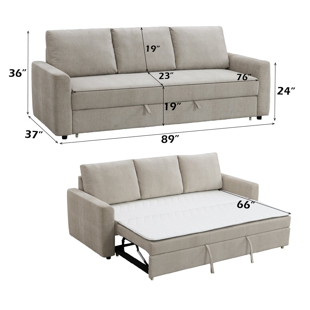 Leira Sofa w/Sleeper Beige Linen. Picture 8