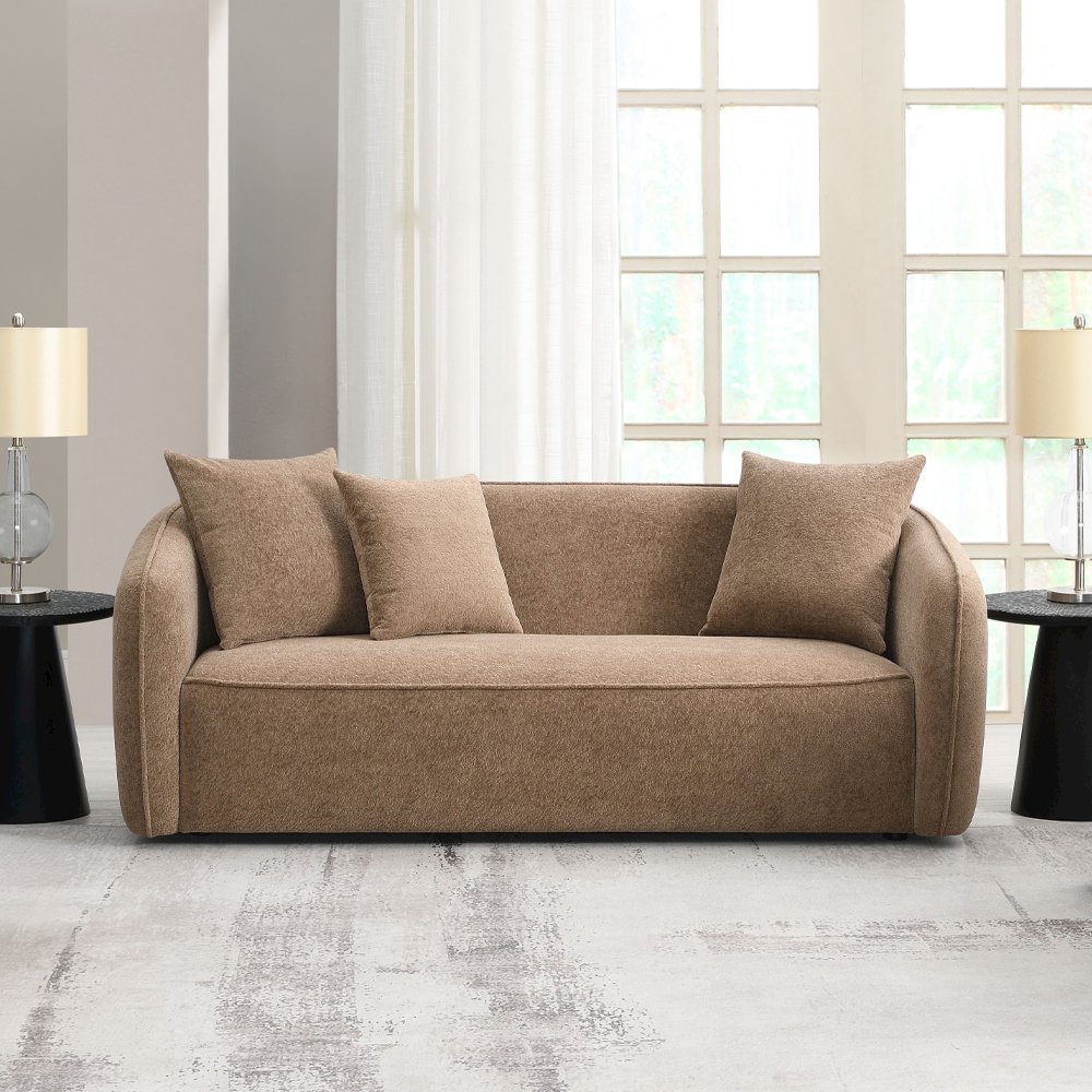 Keith Sofa w/3 Pillows Brown Chenille. Picture 1
