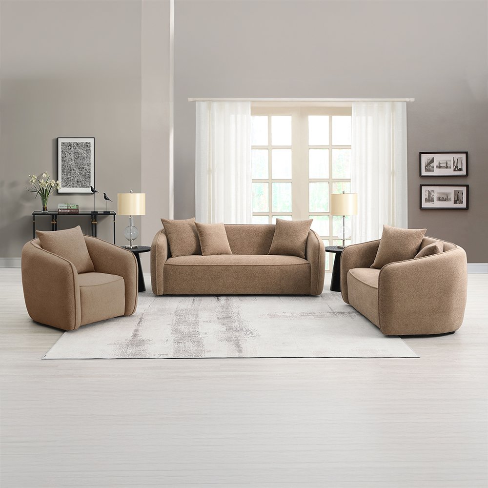 Keith Sofa w/3 Pillows Brown Chenille. Picture 7