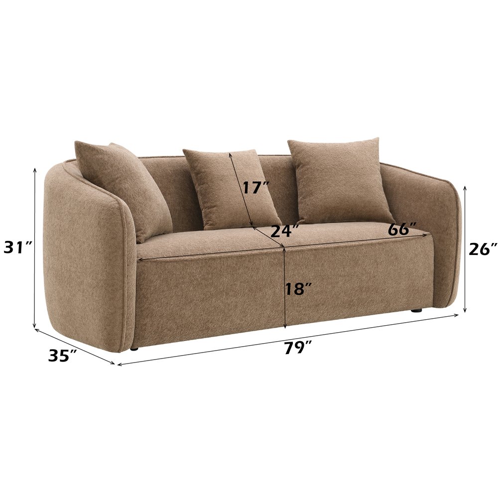 Keith Sofa w/3 Pillows Brown Chenille. Picture 8