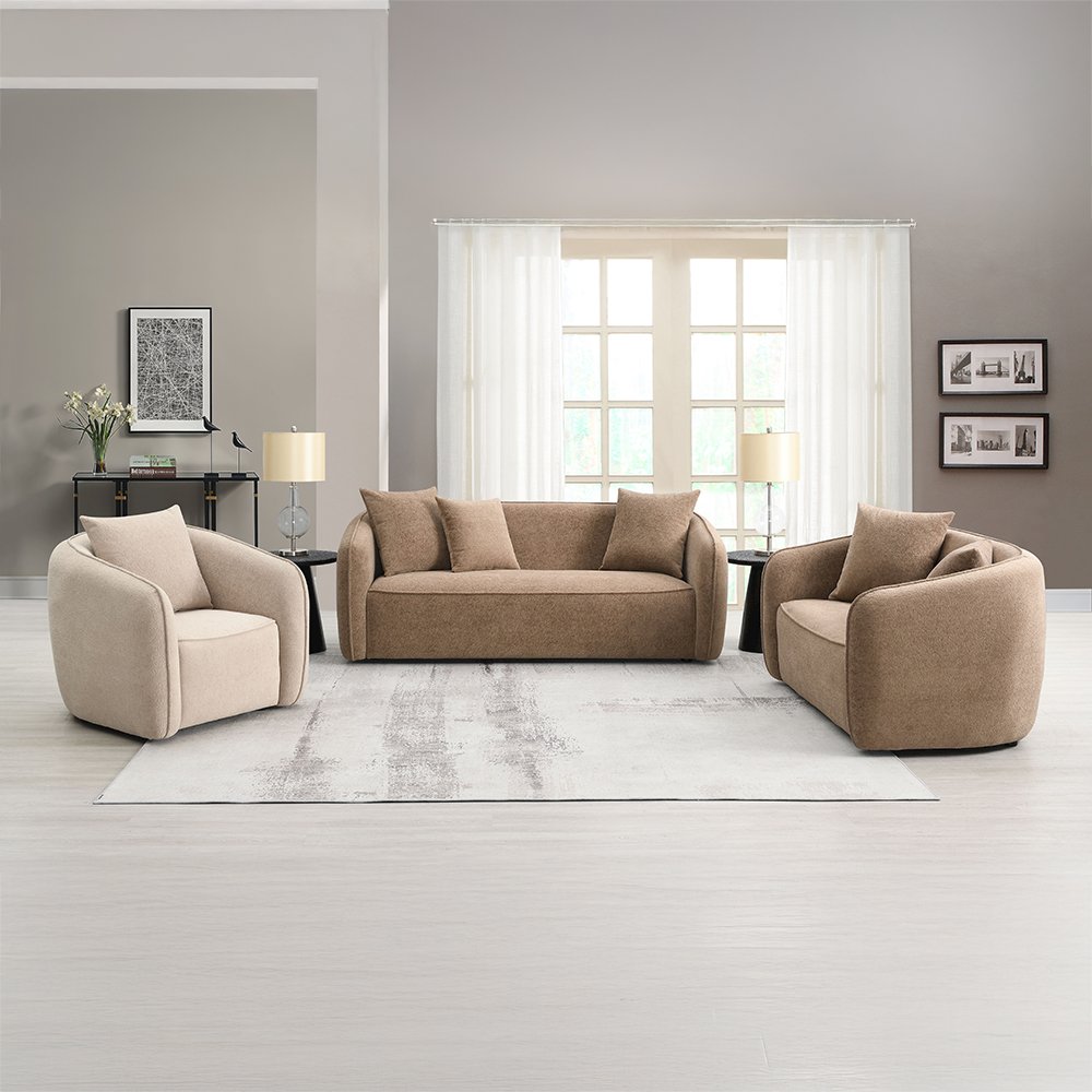 Keith Sofa w/3 Pillows Brown Chenille. Picture 9
