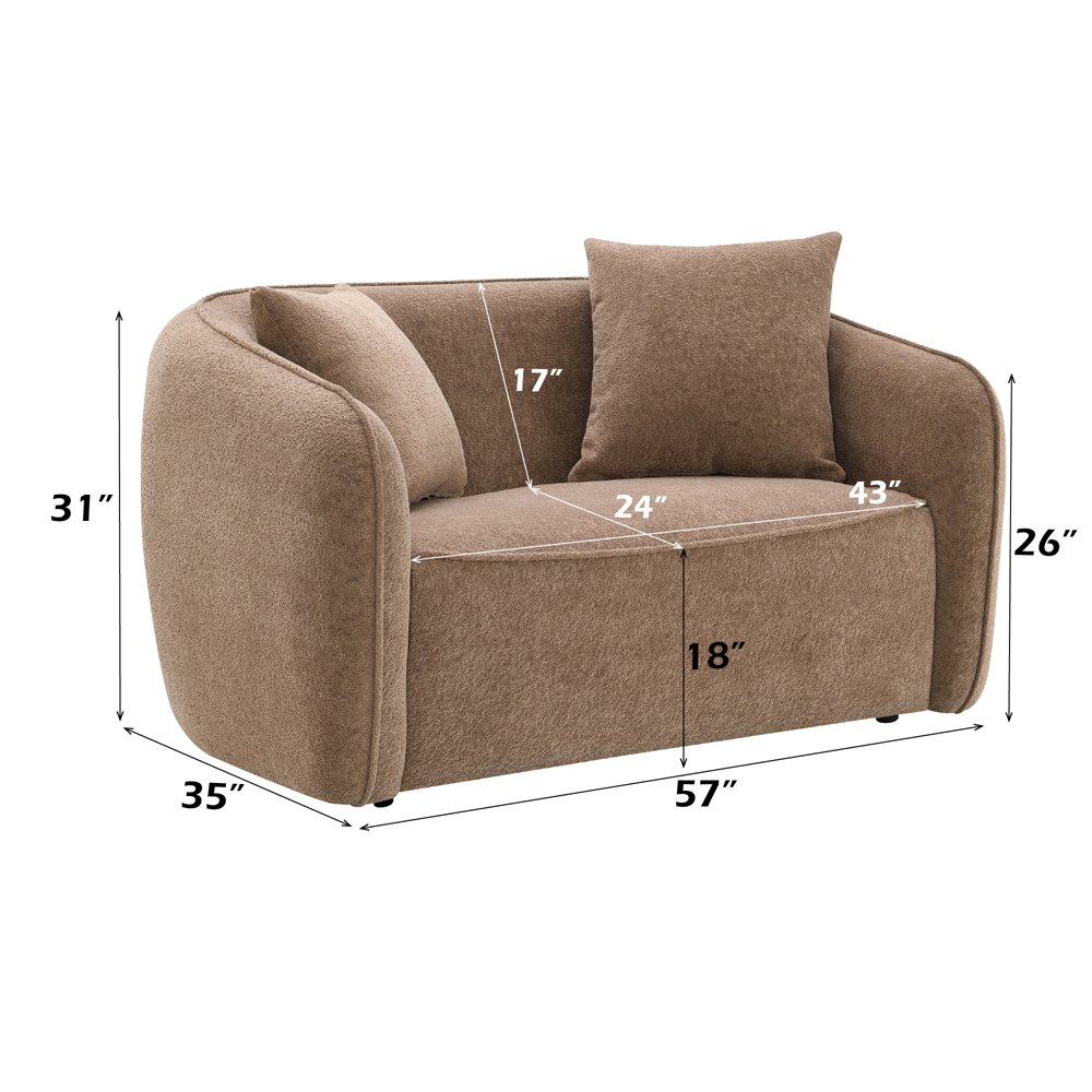 Keith Loveseat w/2 Pillows Brown Chenille. Picture 8