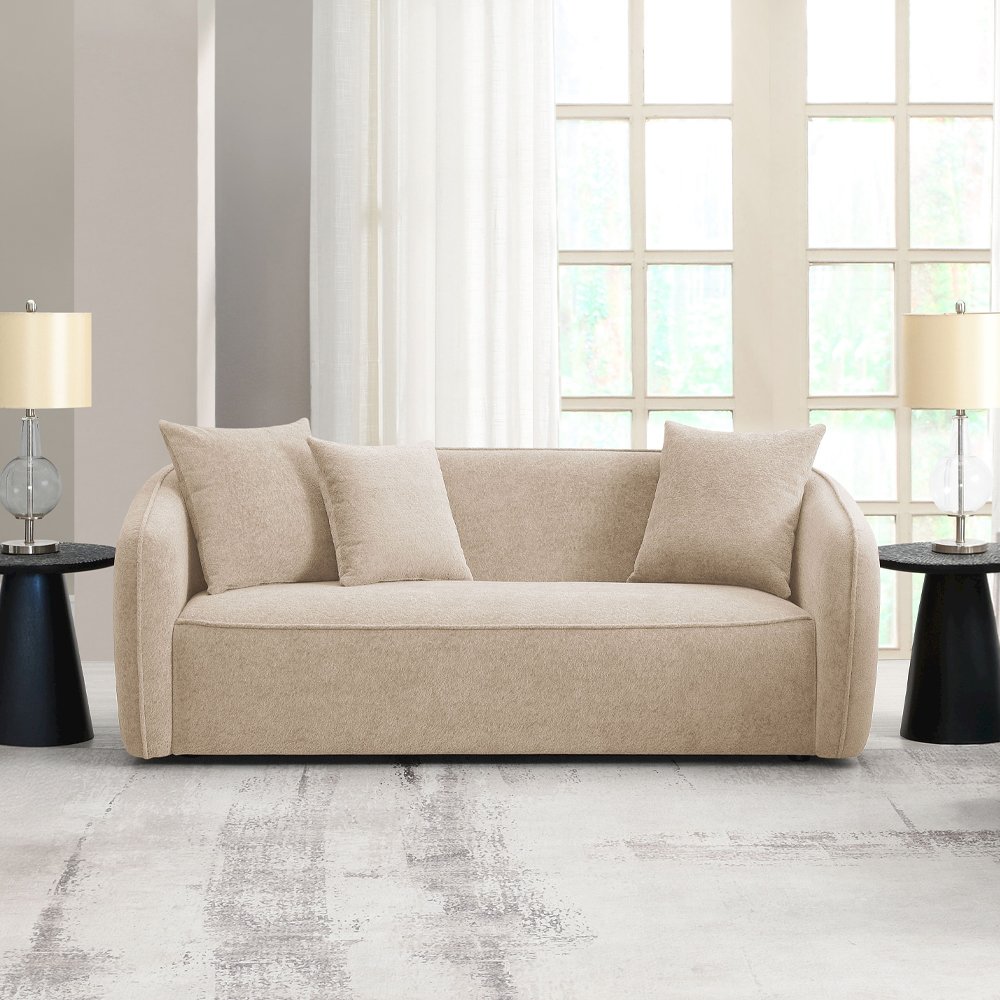 Keith Sofa w/3 Pillows Beige Chenille. Picture 2