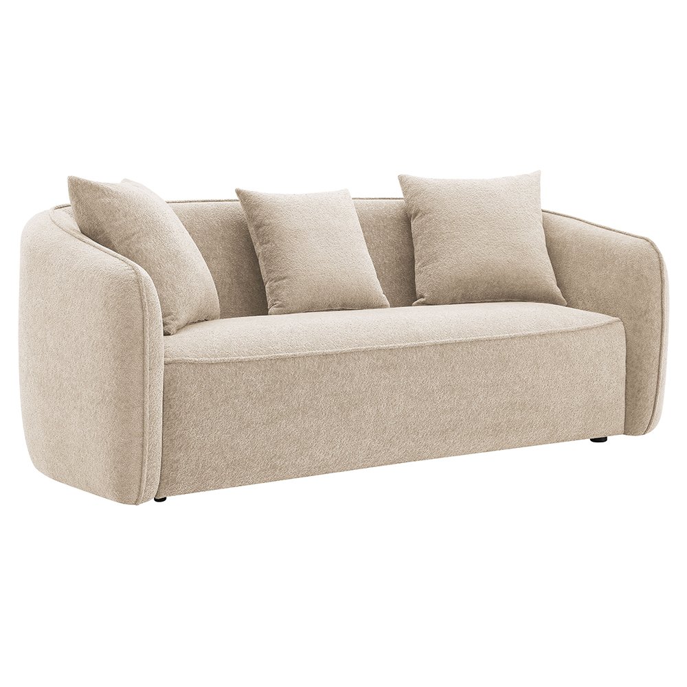 Keith Sofa w/3 Pillows Beige Chenille. Picture 1