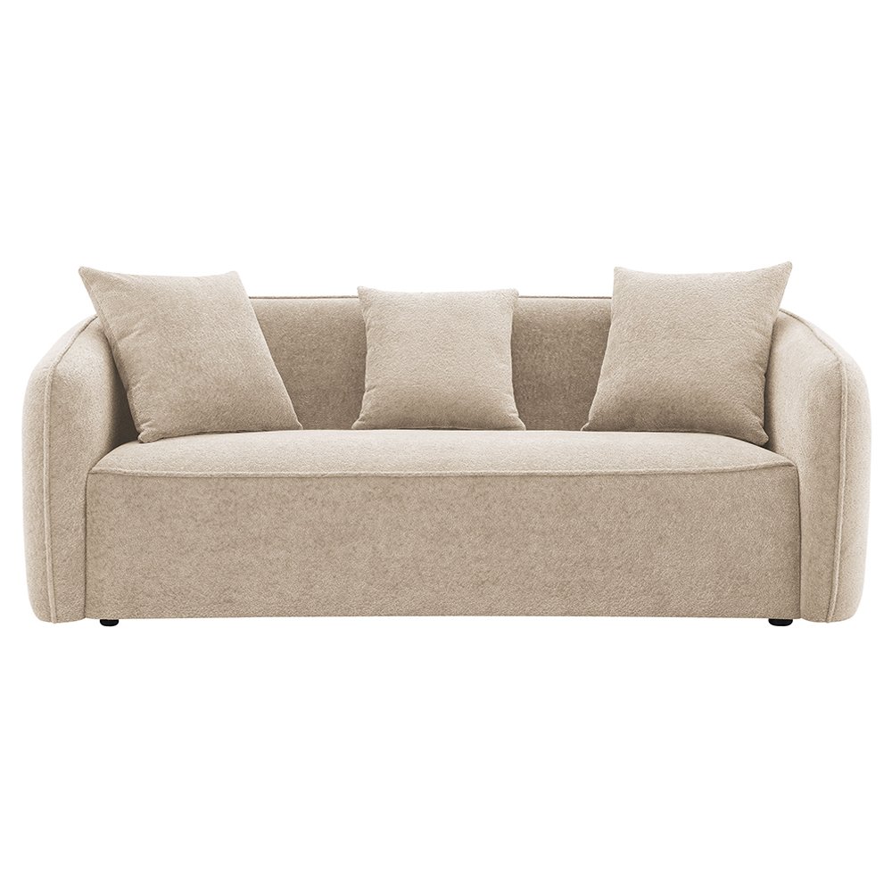Keith Sofa w/3 Pillows Beige Chenille. Picture 3