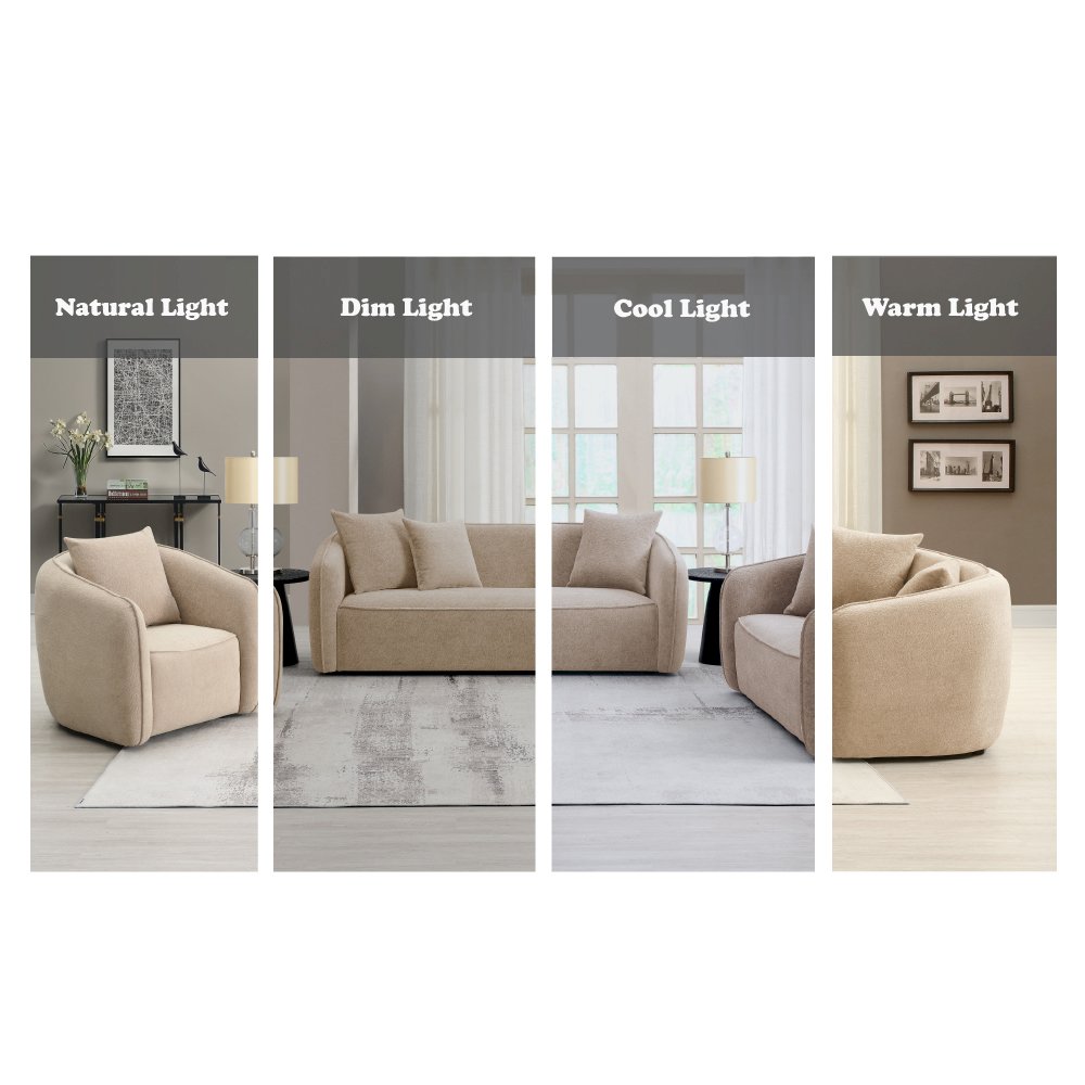 Keith Sofa w/3 Pillows Beige Chenille. Picture 7