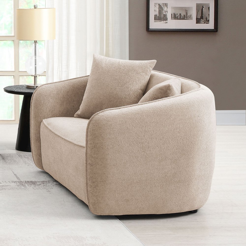 Keith Loveseat w/2 Pillows Beige Chenille. Picture 1