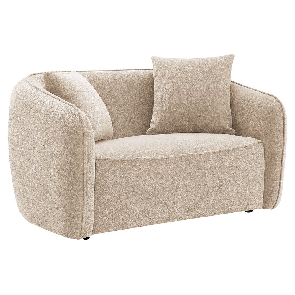 Keith Loveseat w/2 Pillows Beige Chenille. Picture 2