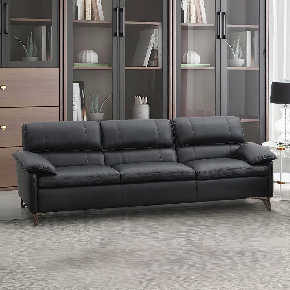 Eilene Sofa Black Top Grain Leather. Picture 1