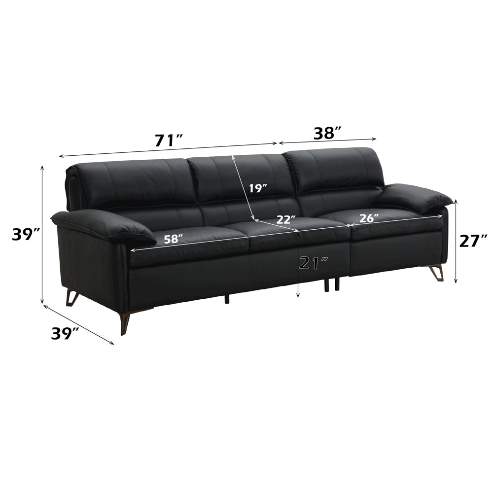 Eilene Sofa Black Top Grain Leather. Picture 8