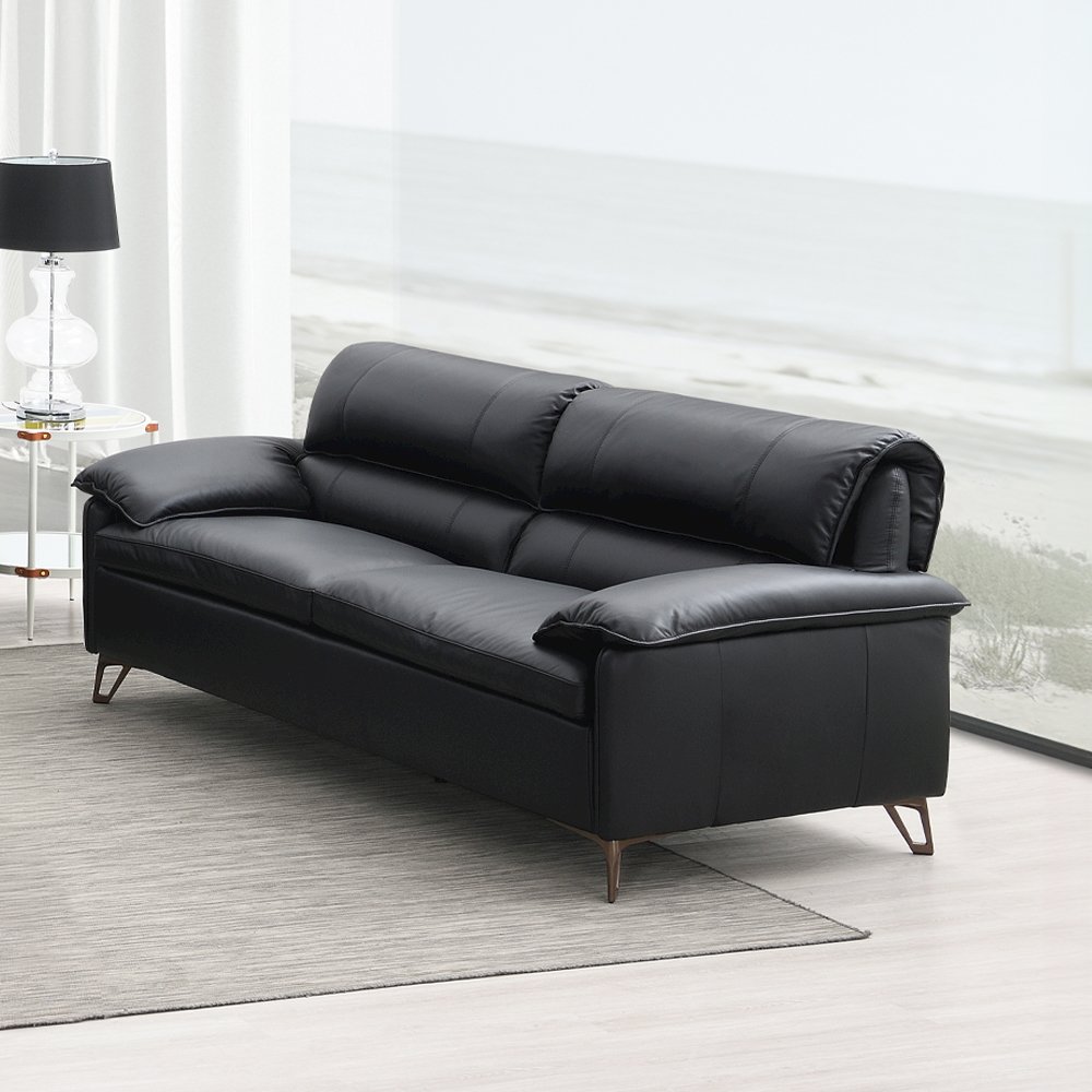 Eilene Loveseat Black Top Grain Leather. Picture 1