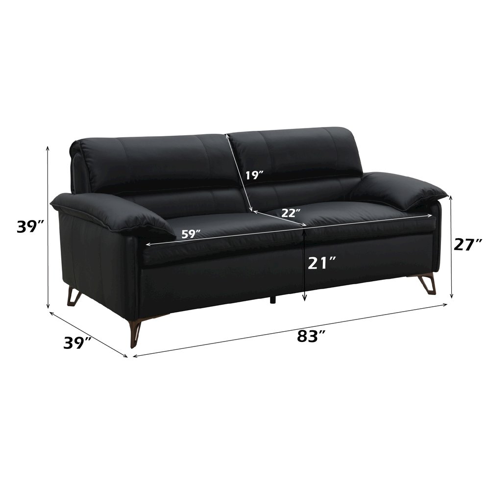 Eilene Loveseat Black Top Grain Leather. Picture 7