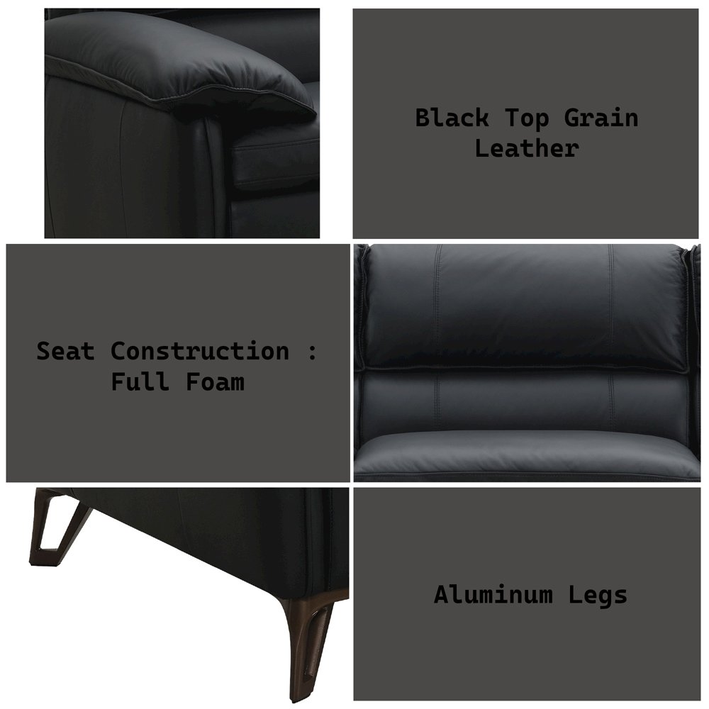 Eilene Loveseat Black Top Grain Leather. Picture 8