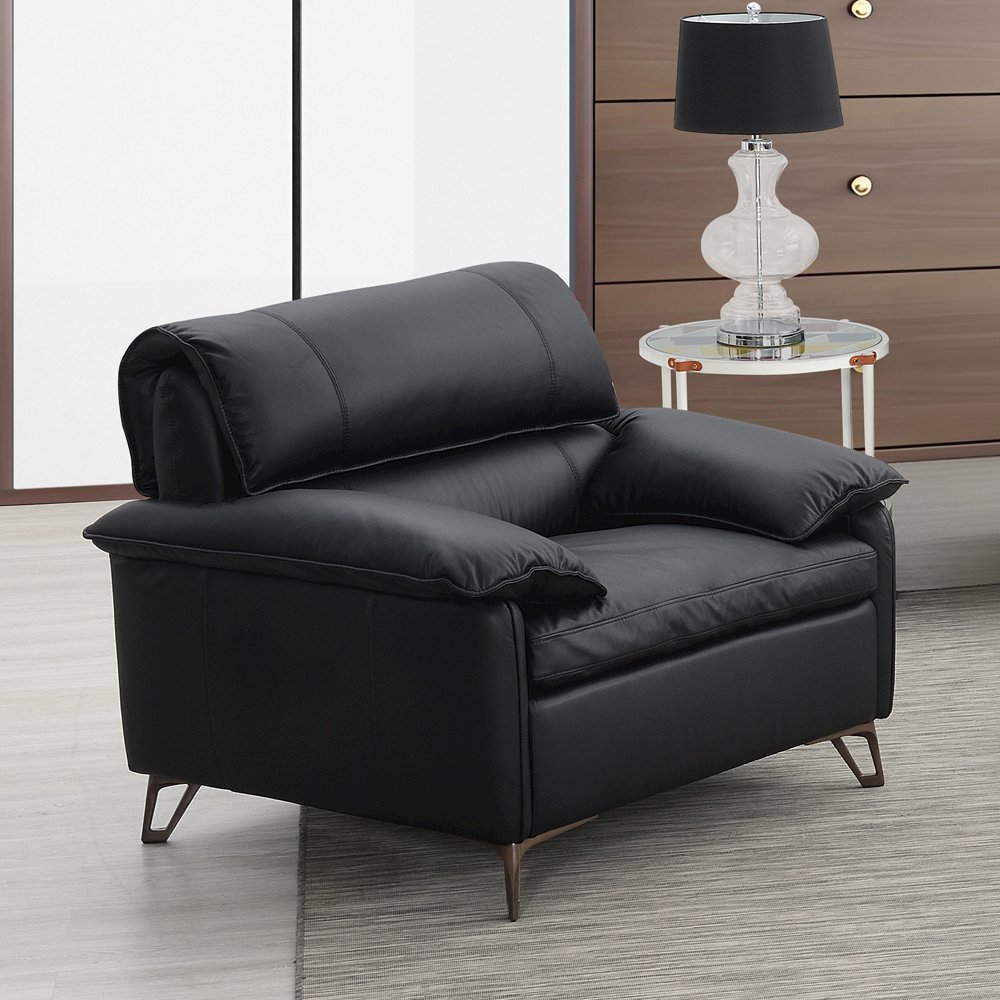 Eilene Chair Black Top Grain Leather. Picture 1