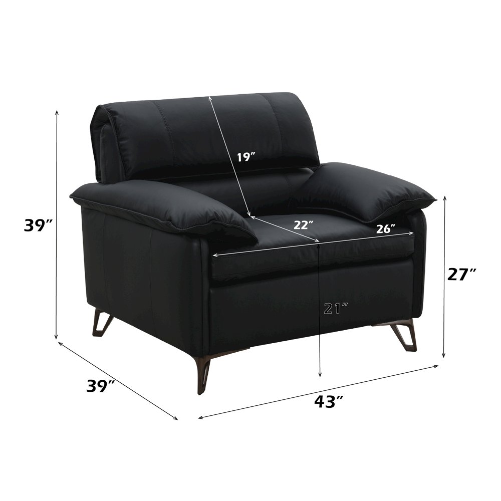 Eilene Chair Black Top Grain Leather. Picture 7