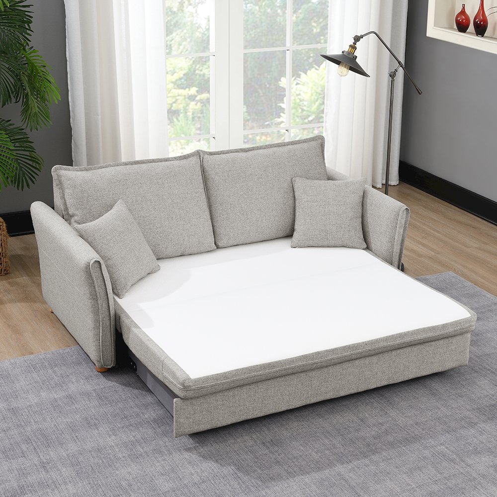 Oran Sofa w/Sleeper, Storage & 2 Pillows Gray Chenille. Picture 2