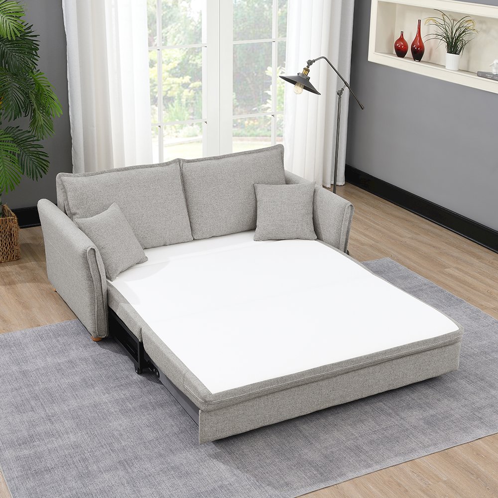 Oran Sofa w/Sleeper, Storage & 2 Pillows Gray Chenille. Picture 3