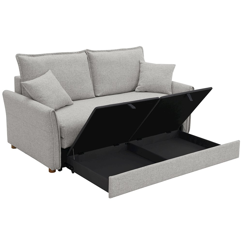 Oran Sofa w/Sleeper, Storage & 2 Pillows Gray Chenille. Picture 4