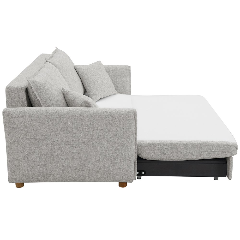 Oran Sofa w/Sleeper, Storage & 2 Pillows Gray Chenille. Picture 7