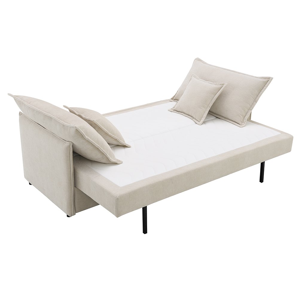 Elisea Sofa w/Sleeper & 2 Pillows Beige Chenille. Picture 4