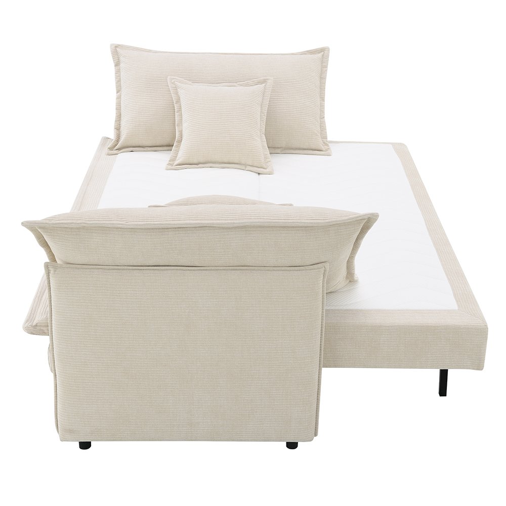 Elisea Sofa w/Sleeper & 2 Pillows Beige Chenille. Picture 5