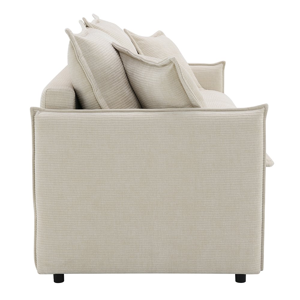 Elisea Sofa w/Sleeper & 2 Pillows Beige Chenille. Picture 6
