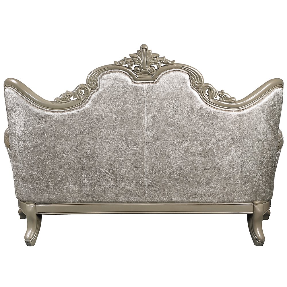 Libertee Loveseat w/3 Pillows Beige Fabric & Champagne. Picture 5