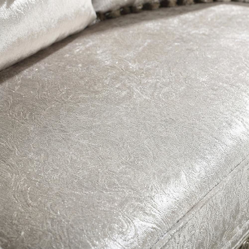 Fabric Small Loveseat Sofa with Throw Pillows, Beige Fabric & Champagne. Picture 6