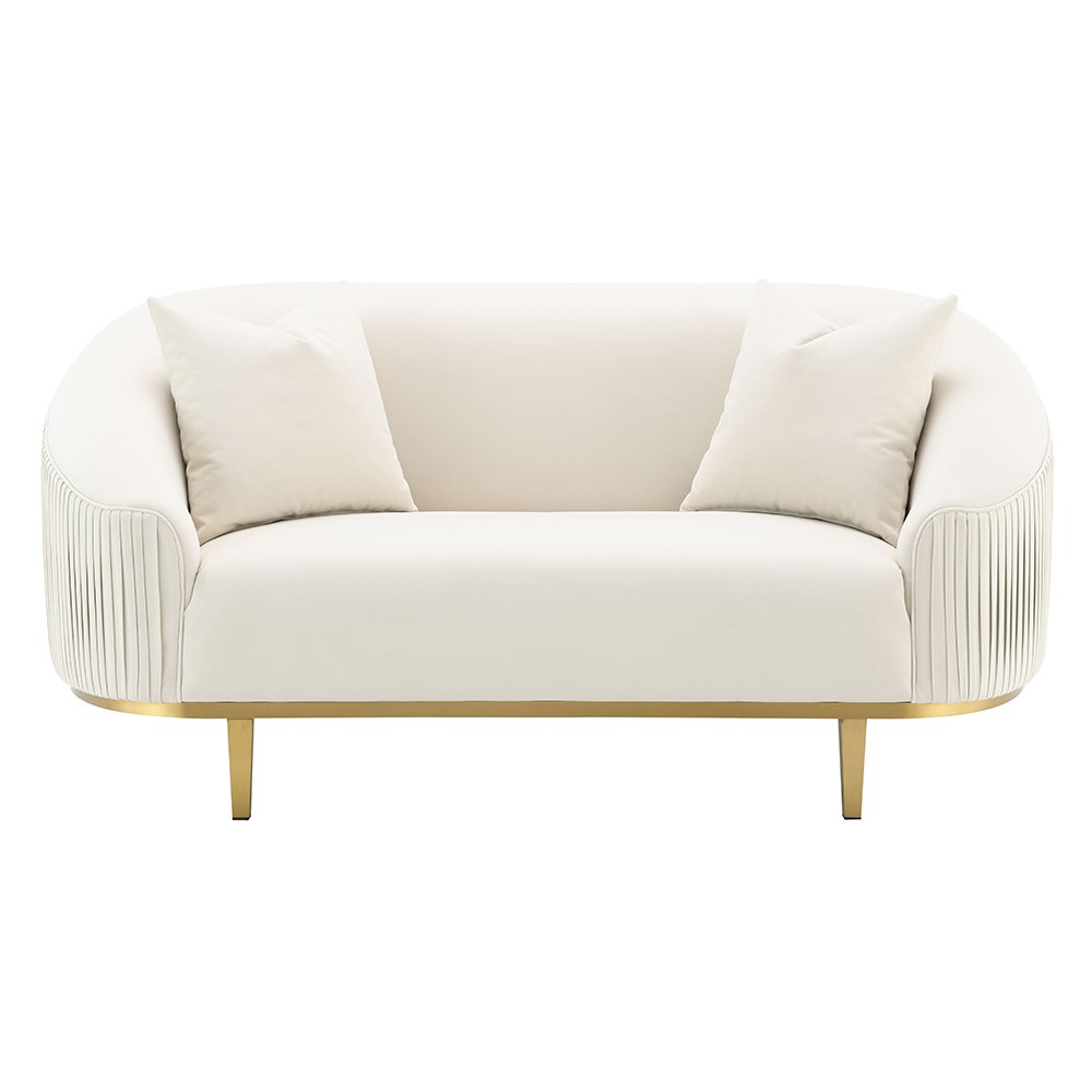 Martina Loveseat w/2 Pillows Ivory Velvet. Picture 3