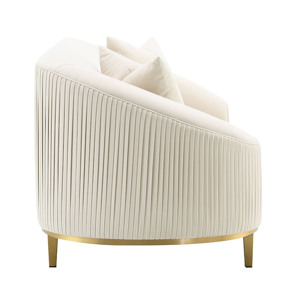 Martina Loveseat w/2 Pillows Ivory Velvet. Picture 4