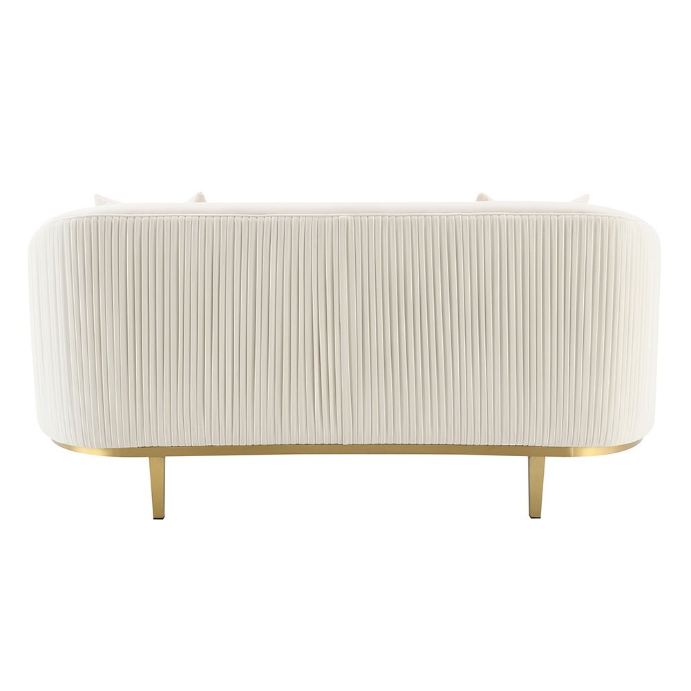 Martina Loveseat w/2 Pillows Ivory Velvet. Picture 5