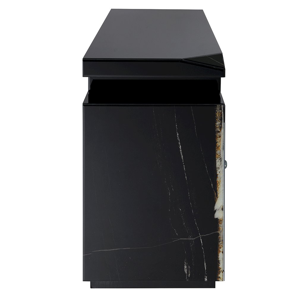 Drisana TV Stand w/Fireplace Black Mirrored. Picture 4
