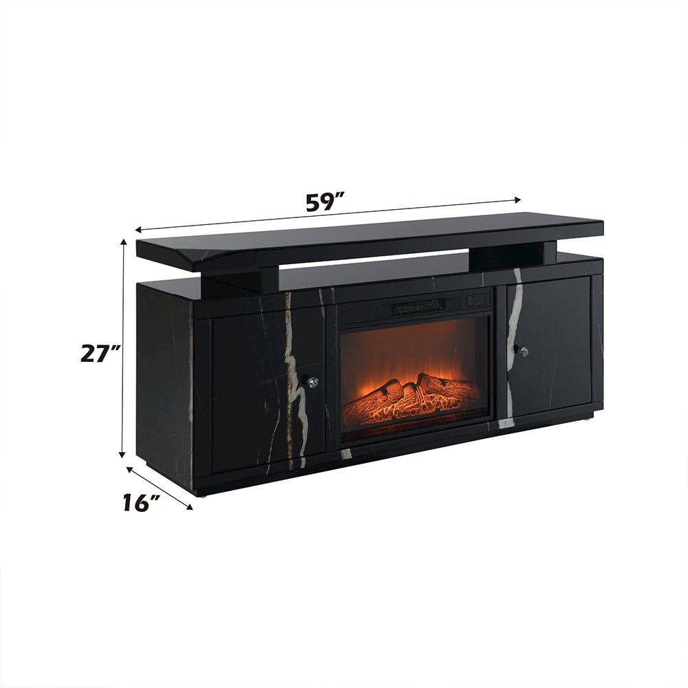 Drisana TV Stand w/Fireplace Black Mirrored. Picture 6