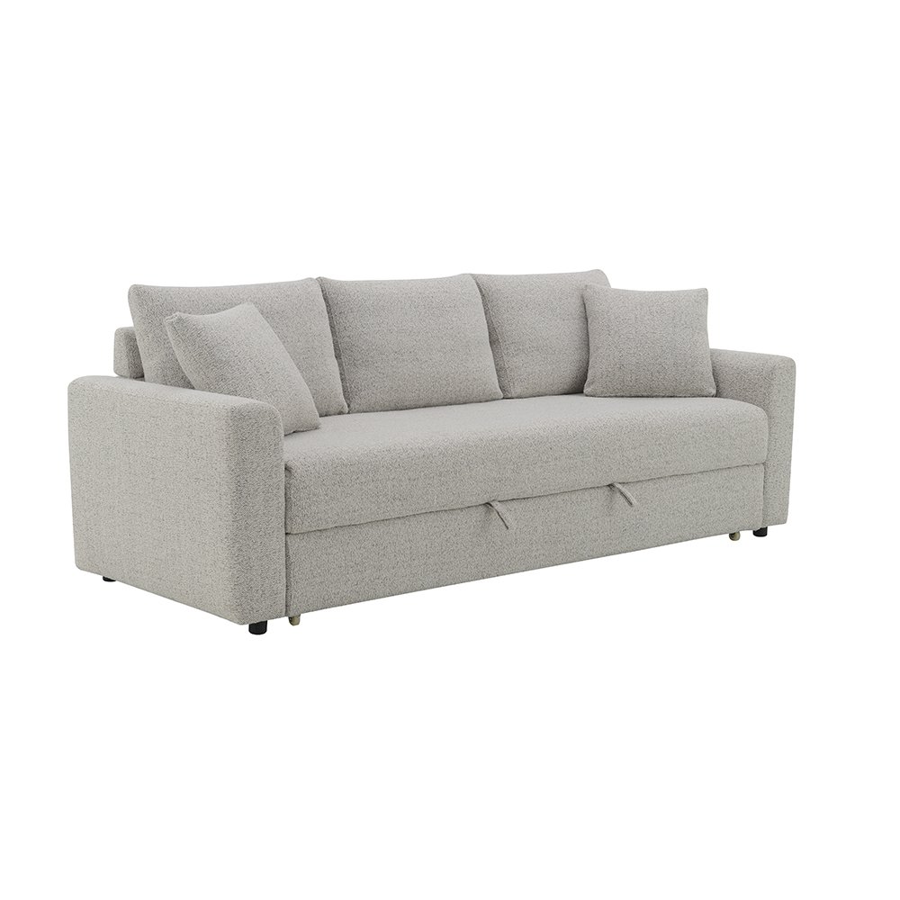 Connie Sofa w/Sleeper & 2 Pillows Gray Boucle. Picture 2