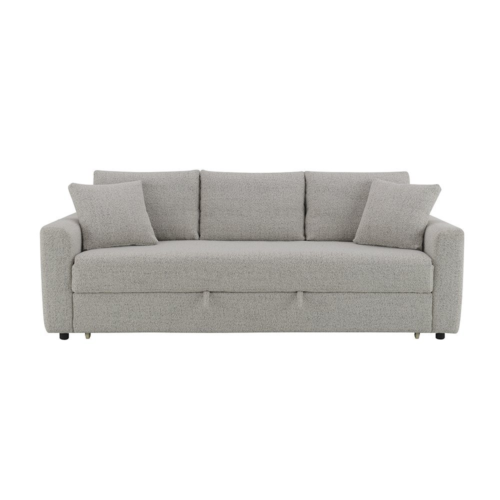 Connie Sofa w/Sleeper & 2 Pillows Gray Boucle. Picture 3