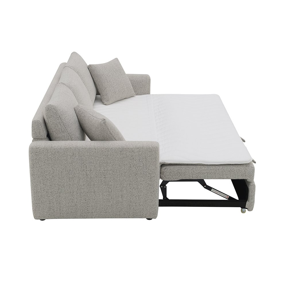 Connie Sofa w/Sleeper & 2 Pillows Gray Boucle. Picture 6