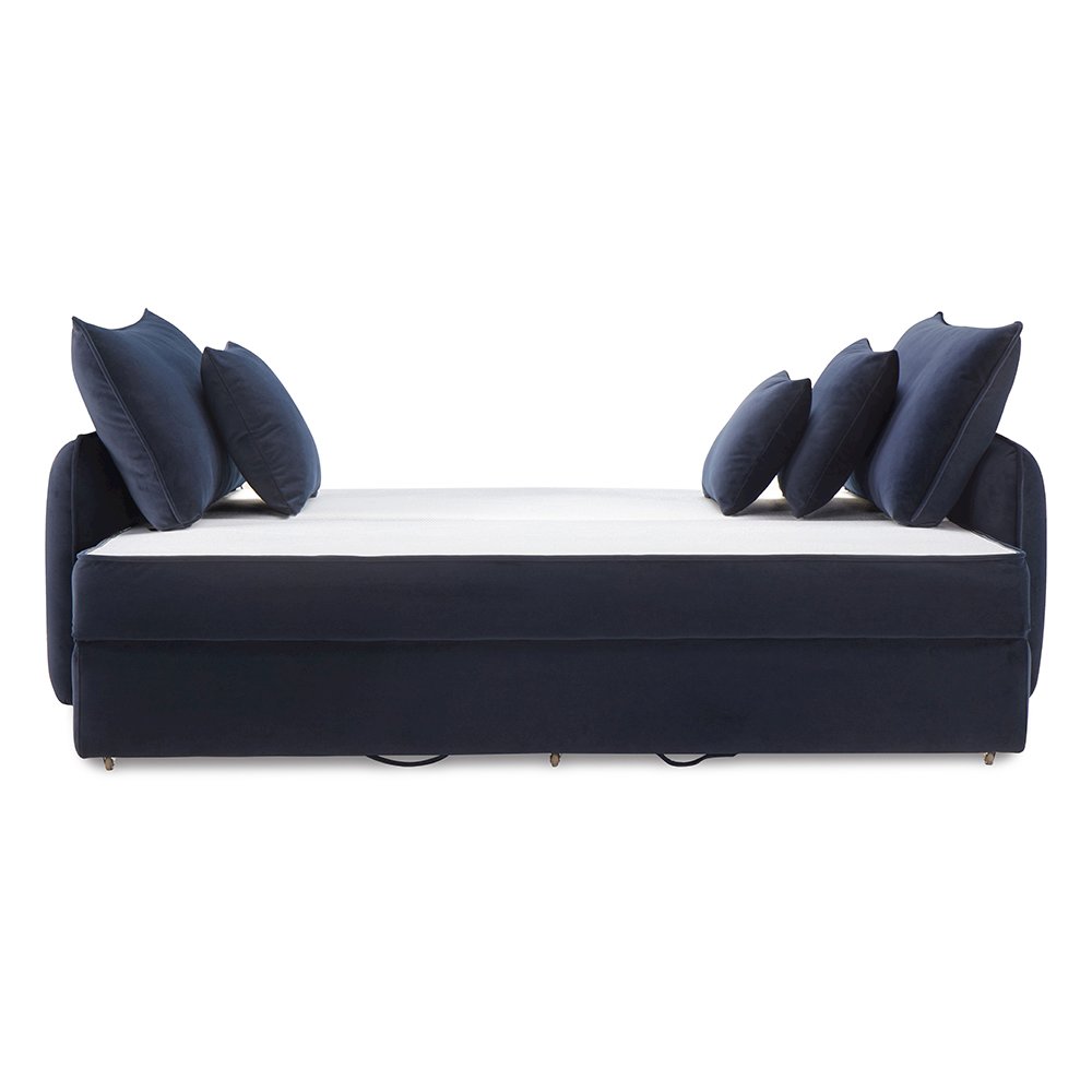 Irina Sofa w/Sleeper & 3 Pillows Blue Velvet. Picture 8