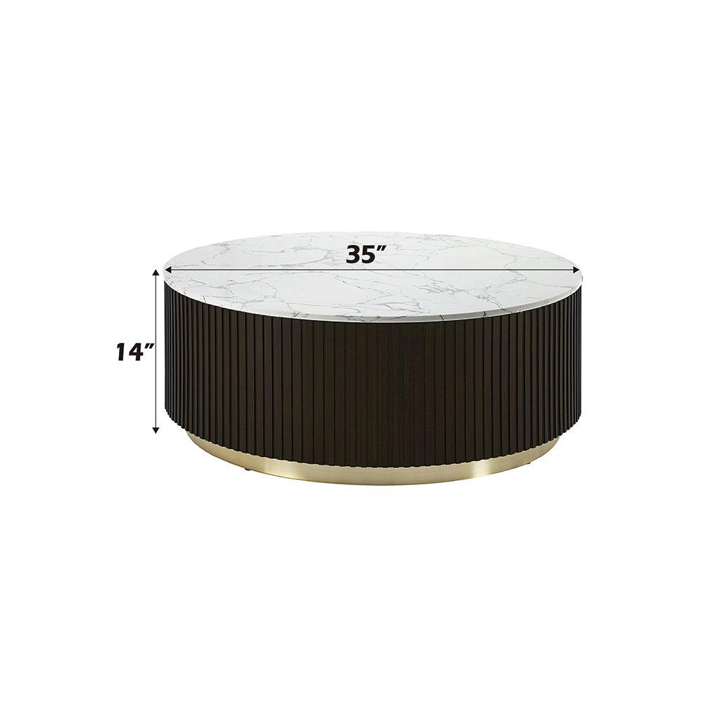 Clayten Coffee Table White Engineering Marble Top & Espresso. Picture 5