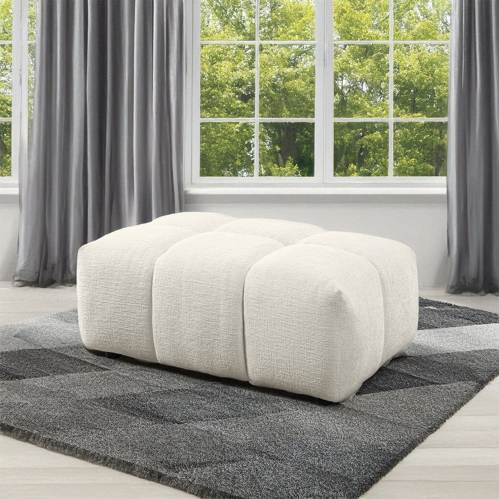 Loanna Ottoman Beige Linen. Picture 1