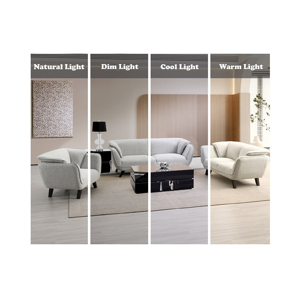 Nayeli Loveseat Light Gray Boucle. Picture 7