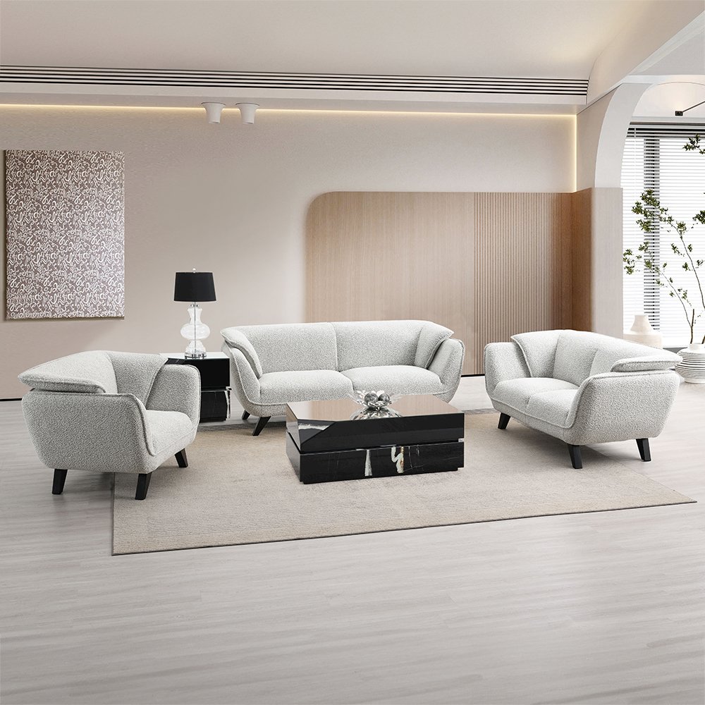 Nayeli Loveseat Light Gray Boucle. Picture 9