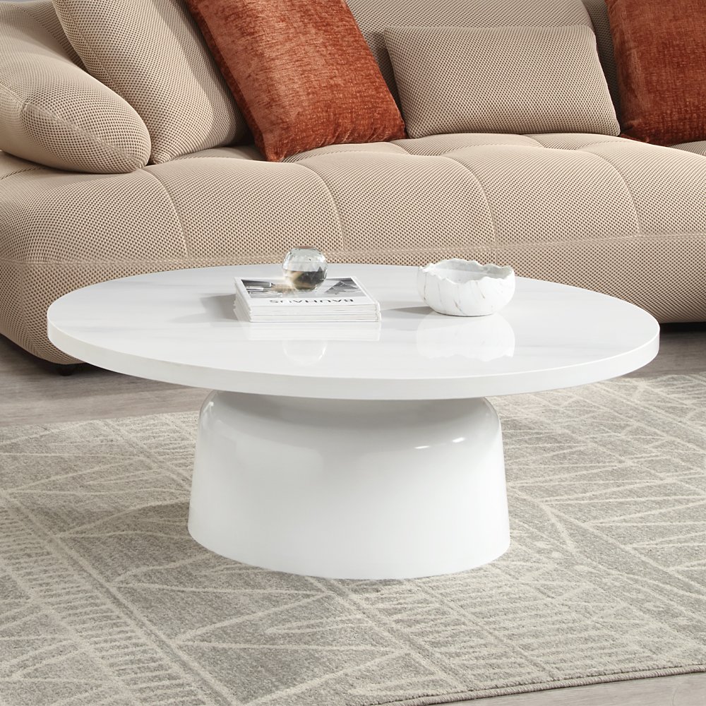 Zaid Coffee Table Engineering Marble & White High Gloss. Picture 1